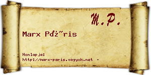 Marx Páris névjegykártya